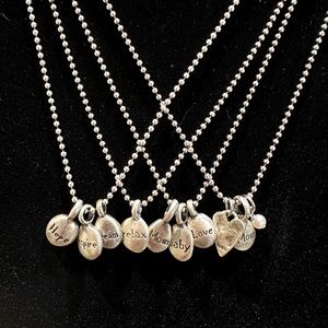 Dogeared Sterling Silver Stamped Drop Necklaces